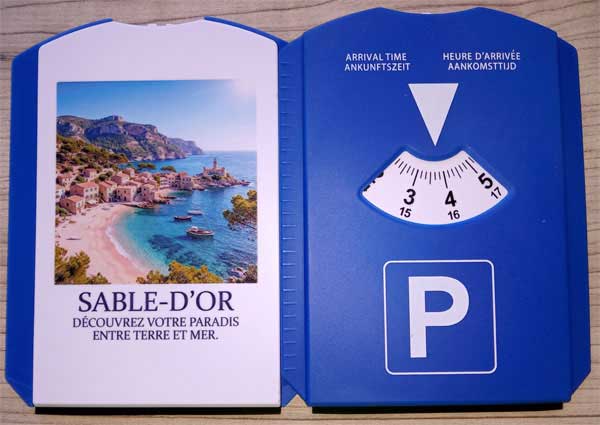 Disque zone bleue personnalis&eacute; pour office de tourisme