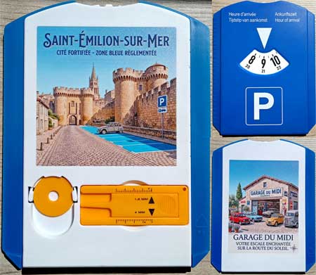 Disque de stationnement zone bleue personnalis&eacute;