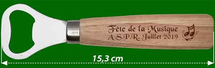 limonadier d&eacute;capsuleur manche en bois personnalis&eacute; par gravure